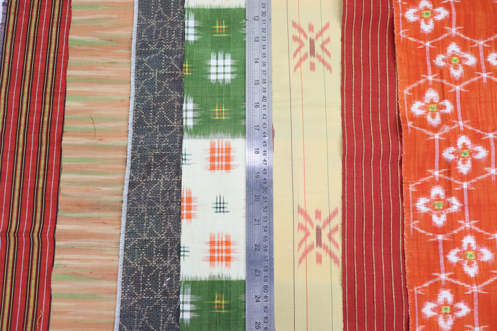 7  Assorted Autumn Colors  Kimono Tsumugi Silk Fabric Scrap Set　AKI