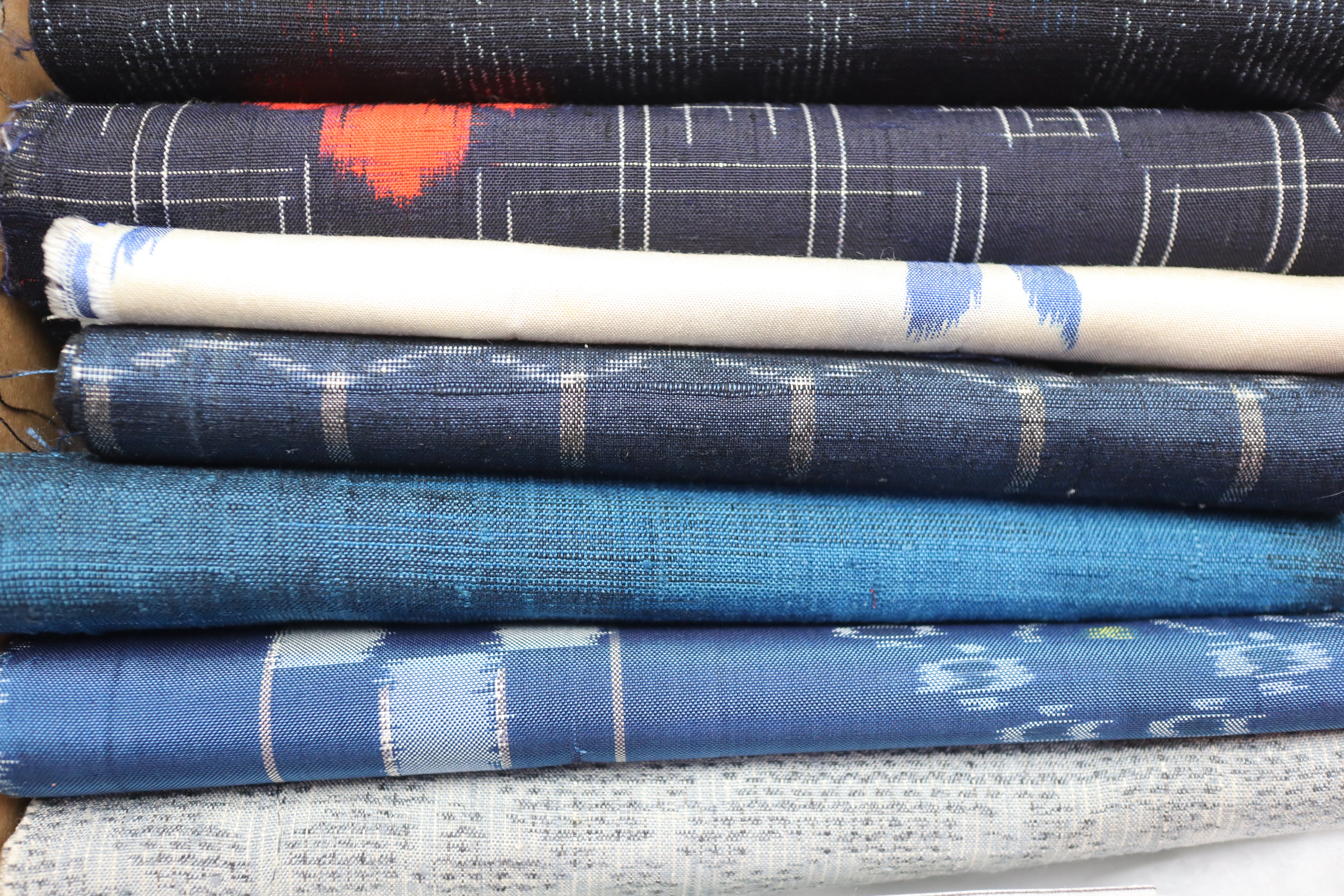 7  Assorted Summer Colors  Kimono Tsumugi Silk Fabric Scrap Set　NATSU