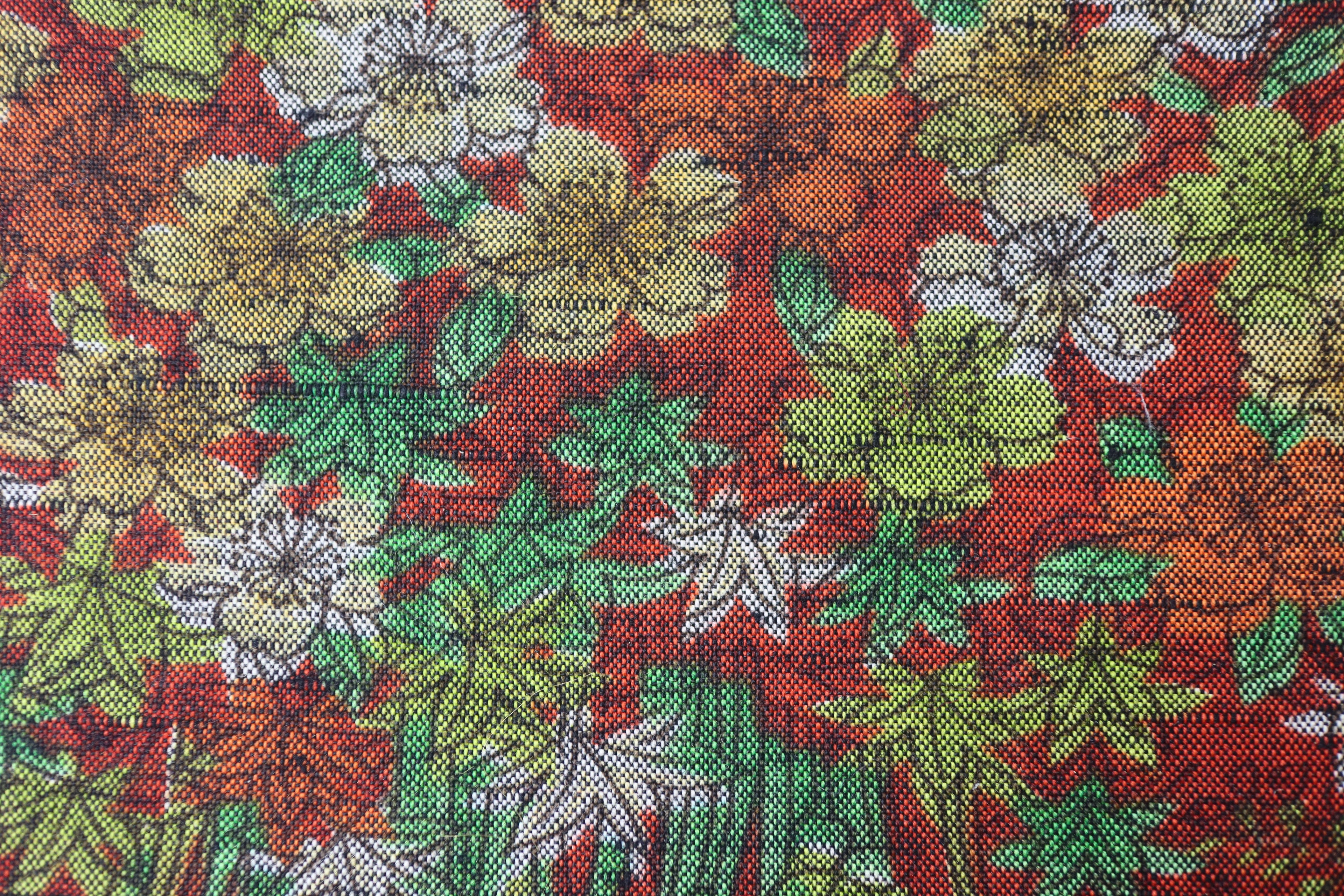 Japanese Wool Kimono Fabric – 1970s Deadstock Floral Brown Textile for Sewing, Quilting & Craft – Vintage Japanese Cloth