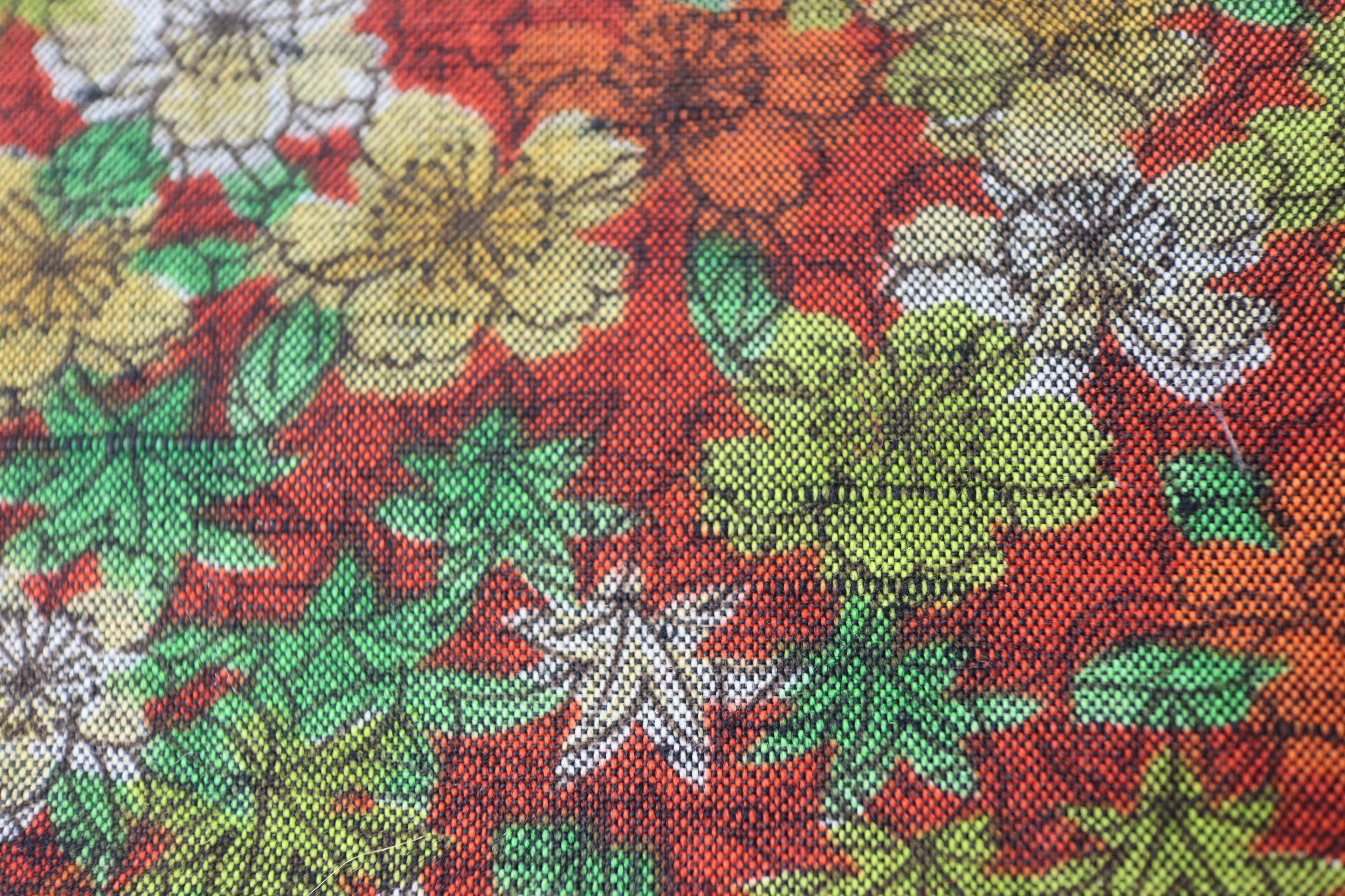 Japanese Wool Kimono Fabric – 1970s Deadstock Floral Brown Textile for Sewing, Quilting & Craft – Vintage Japanese Cloth