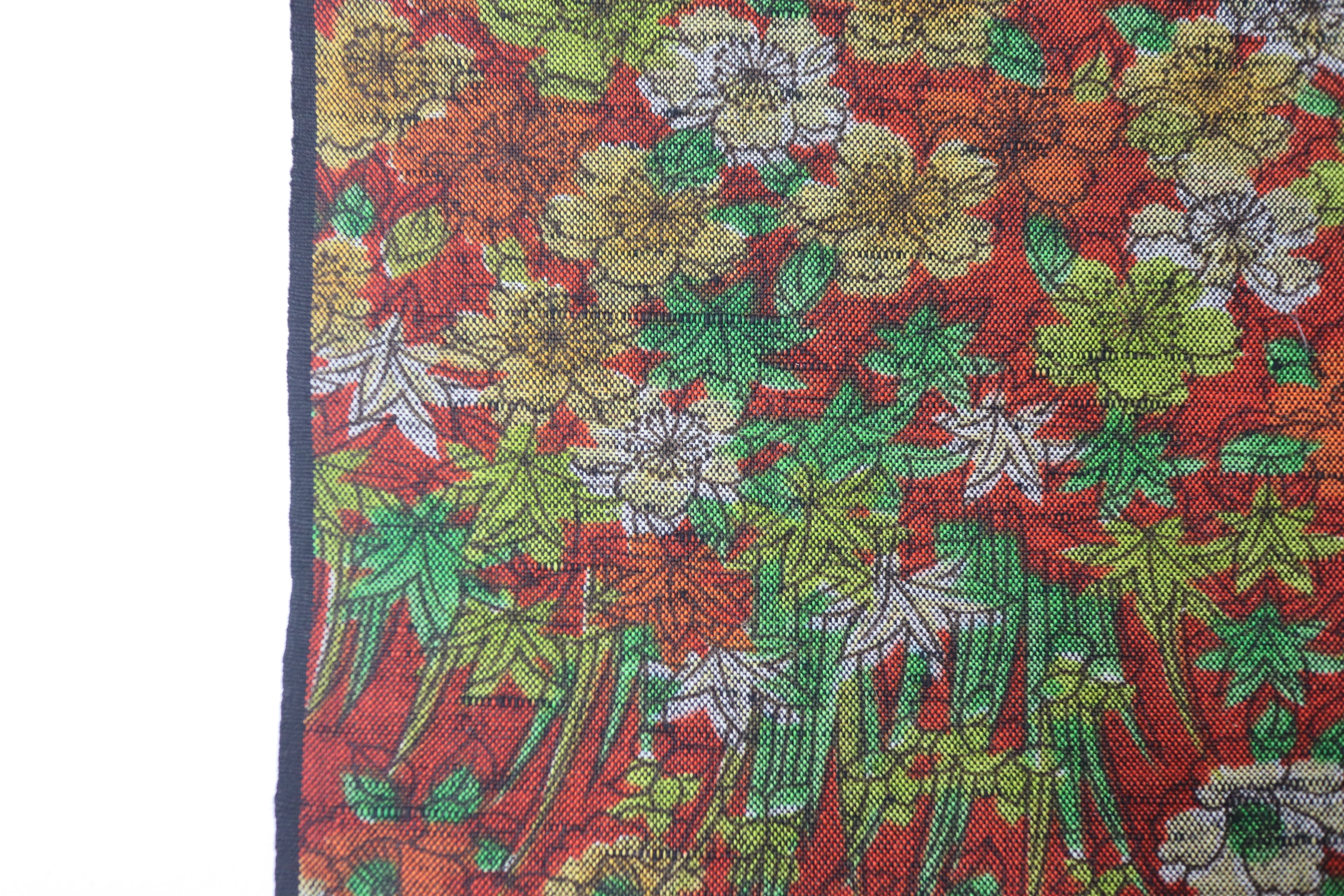 Japanese Wool Kimono Fabric – 1970s Deadstock Floral Brown Textile for Sewing, Quilting & Craft – Vintage Japanese Cloth