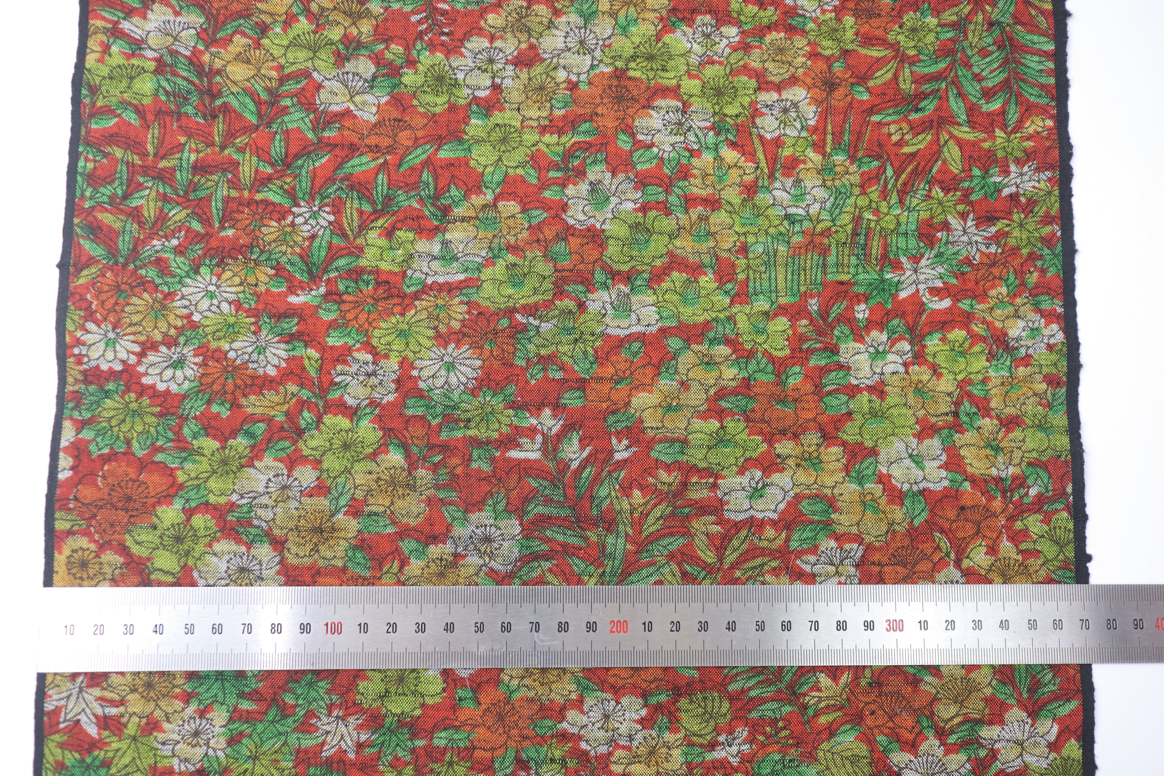 Japanese Wool Kimono Fabric – 1970s Deadstock Floral Brown Textile for Sewing, Quilting & Craft – Vintage Japanese Cloth