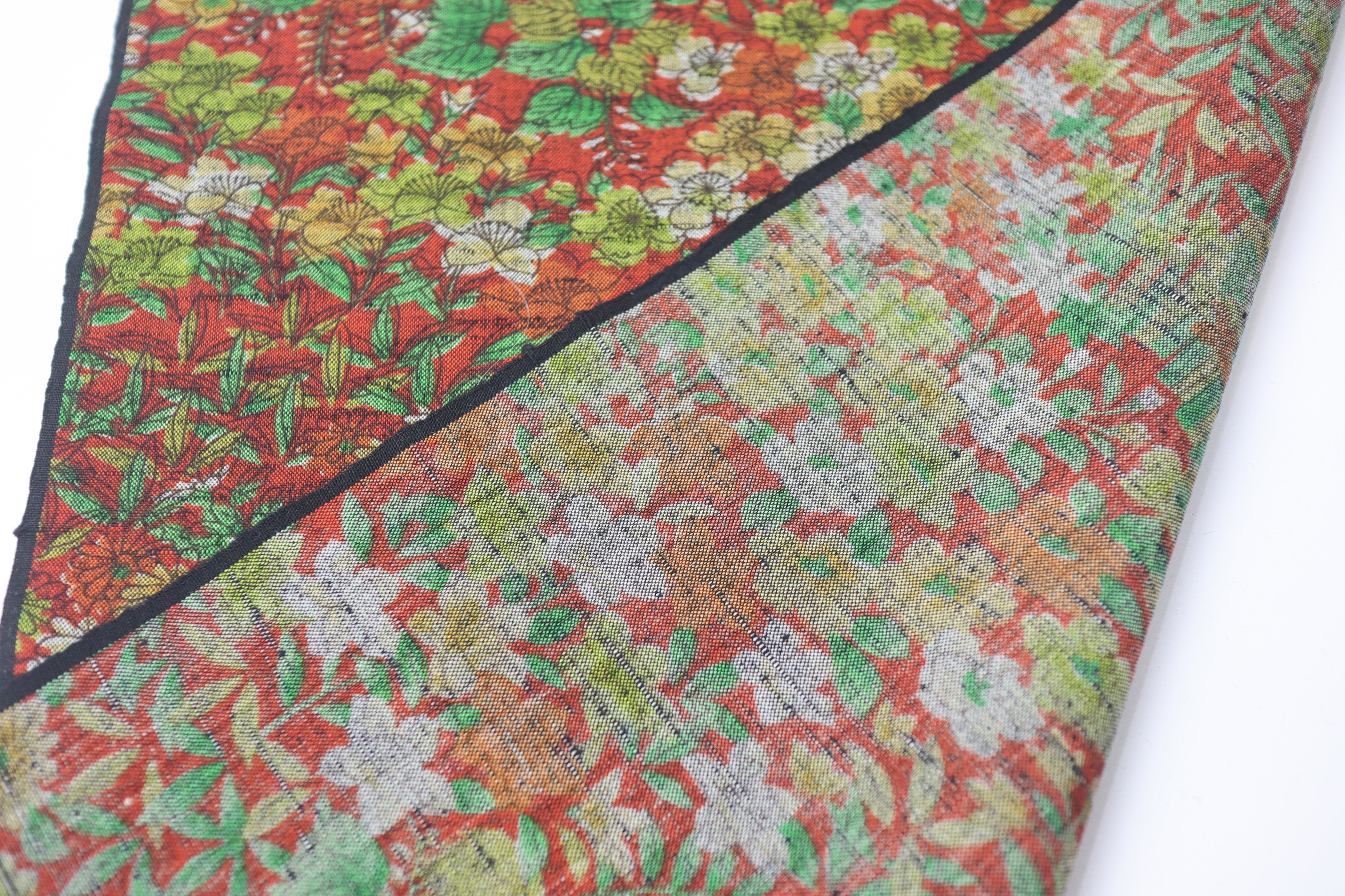 Japanese Wool Kimono Fabric – 1970s Deadstock Floral Brown Textile for Sewing, Quilting & Craft – Vintage Japanese Cloth