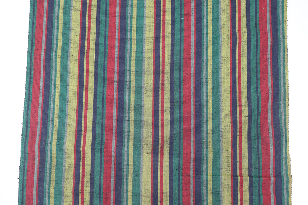 Japanese Tsumugi Silk Fabric (Multicolor Variegated Stripe Pattern)