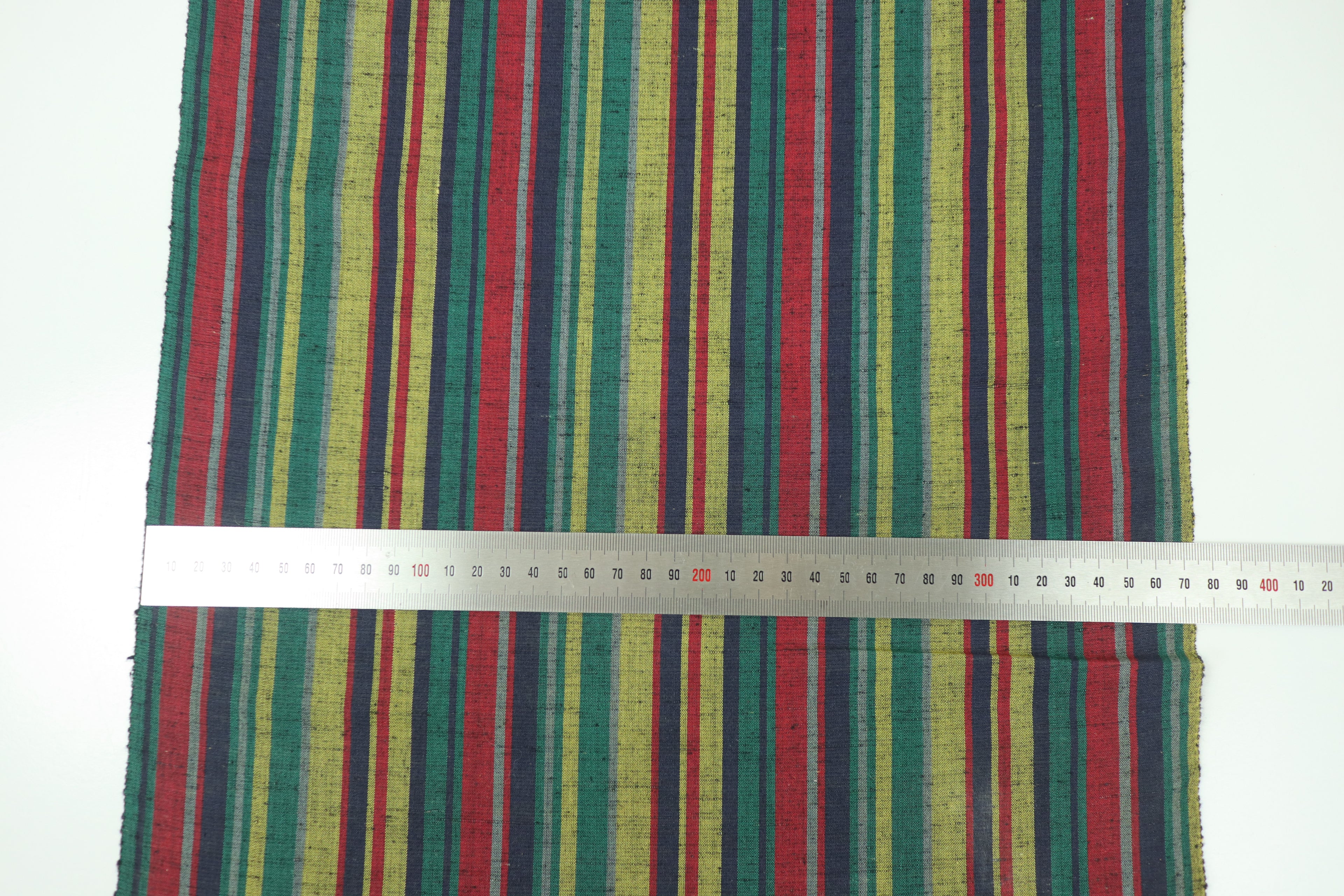 Japanese Tsumugi Silk Fabric (Multicolor Variegated Stripe Pattern)