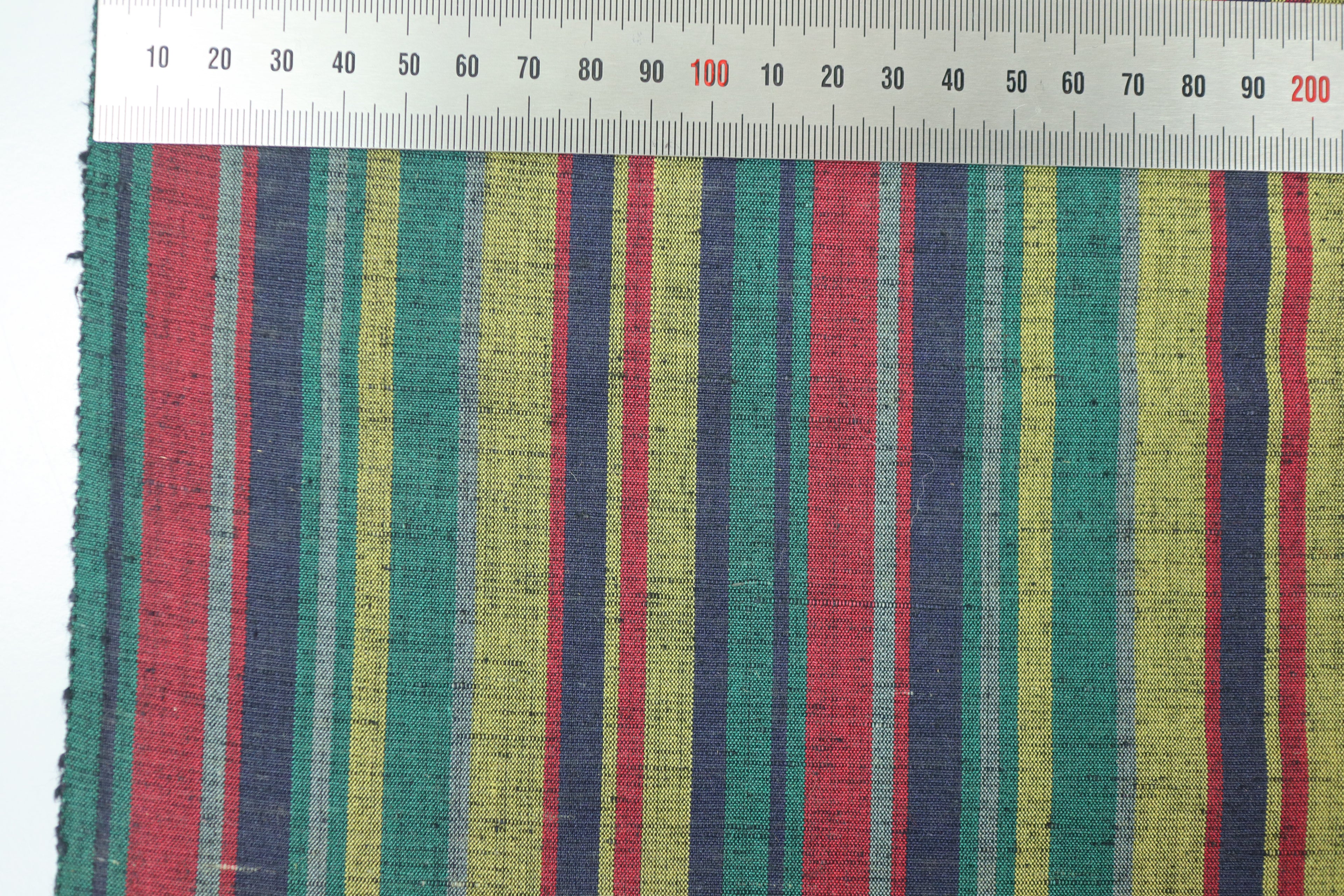 Japanese Tsumugi Silk Fabric (Multicolor Variegated Stripe Pattern)