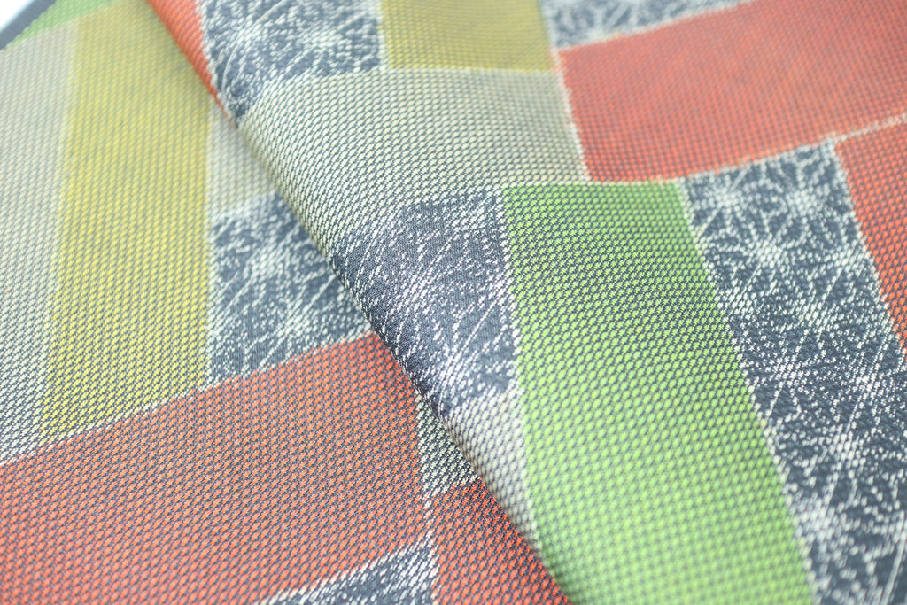 Japanese Oshima Tsumugi Silk Fabric (Multicolor Patchwork-Style Pattern)