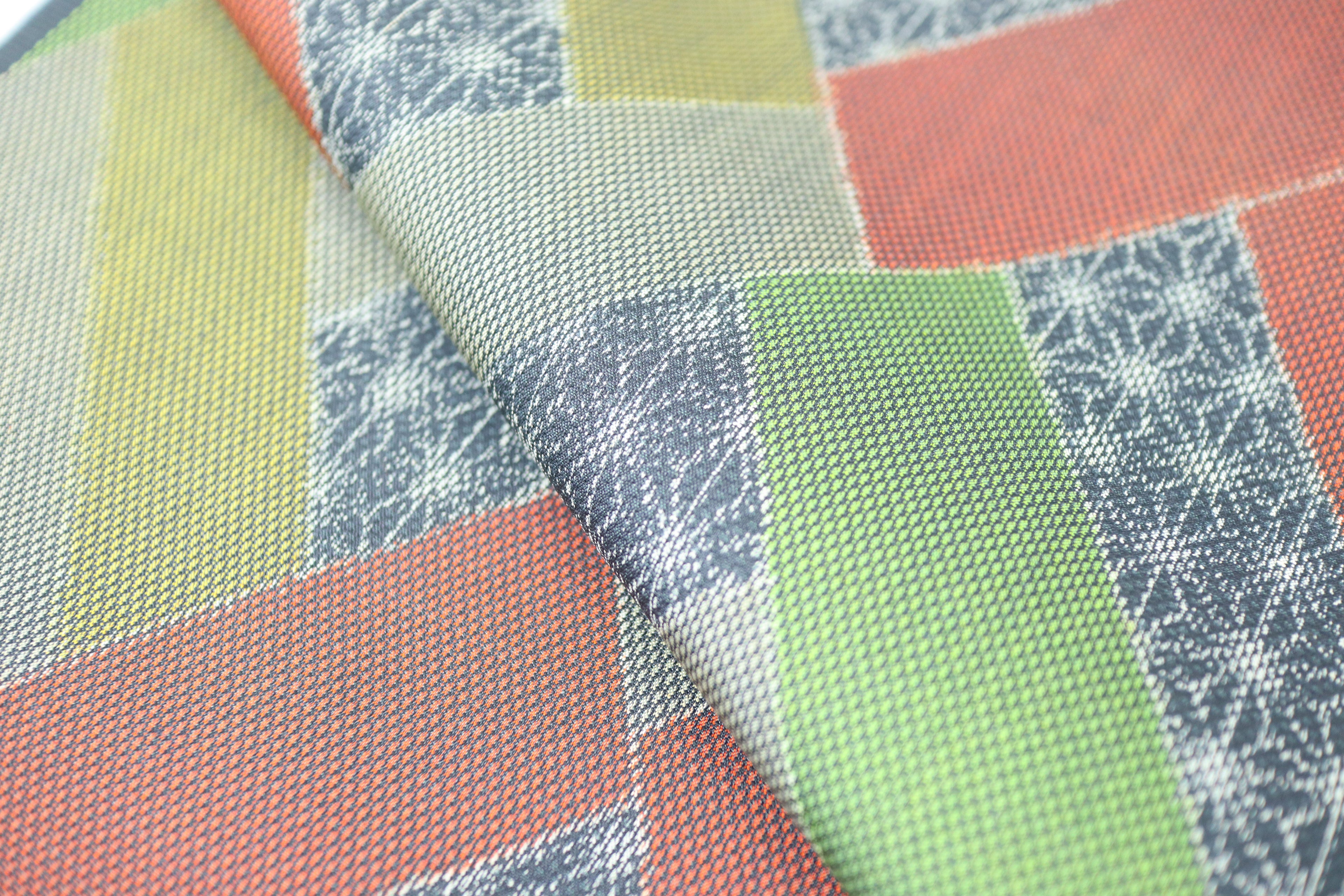Japanese Oshima Tsumugi Silk Fabric (Multicolor Patchwork-Style Pattern)