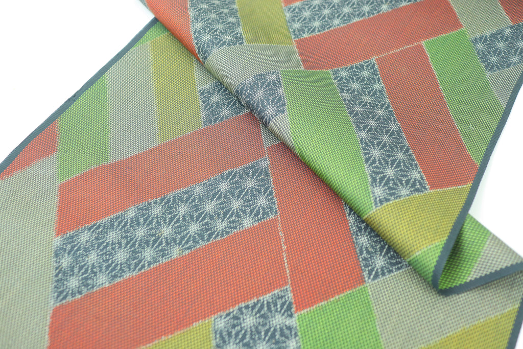 Japanese Oshima Tsumugi Silk Fabric (Multicolor Patchwork-Style Pattern)