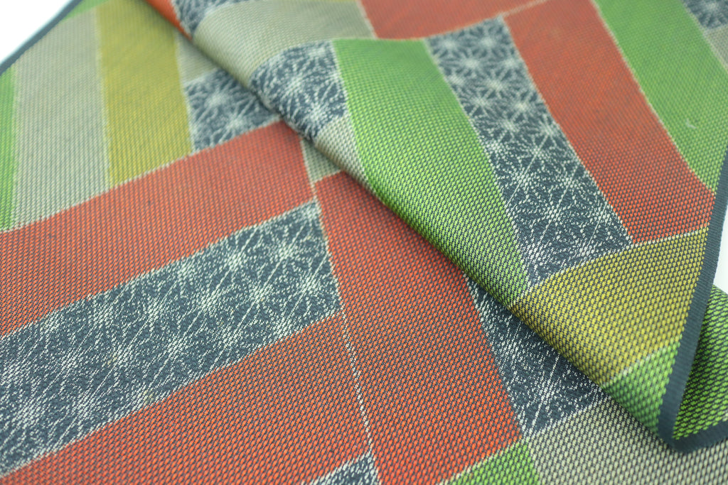 Japanese Oshima Tsumugi Silk Fabric (Multicolor Patchwork-Style Pattern)