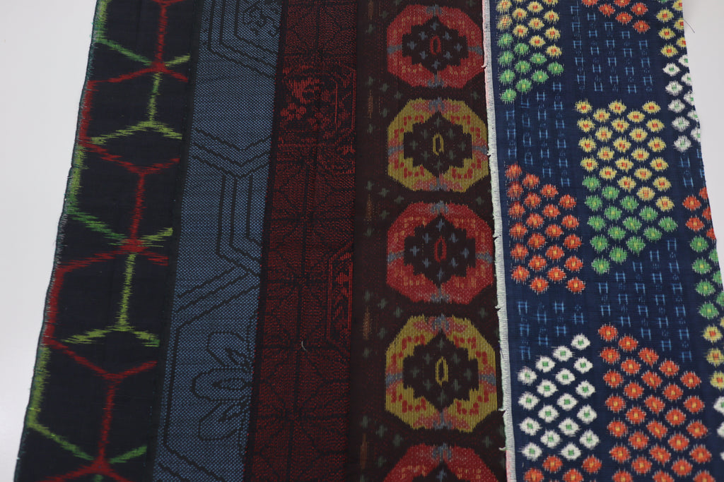 Vintage Japanese Tsumugi Silk Fabric Scrap Set (5 Pieces) -TSET002