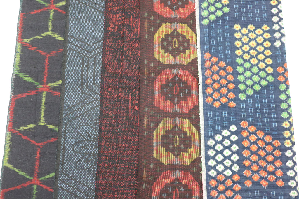 Vintage Japanese Tsumugi Silk Fabric Scrap Set (5 Pieces) -TSET002
