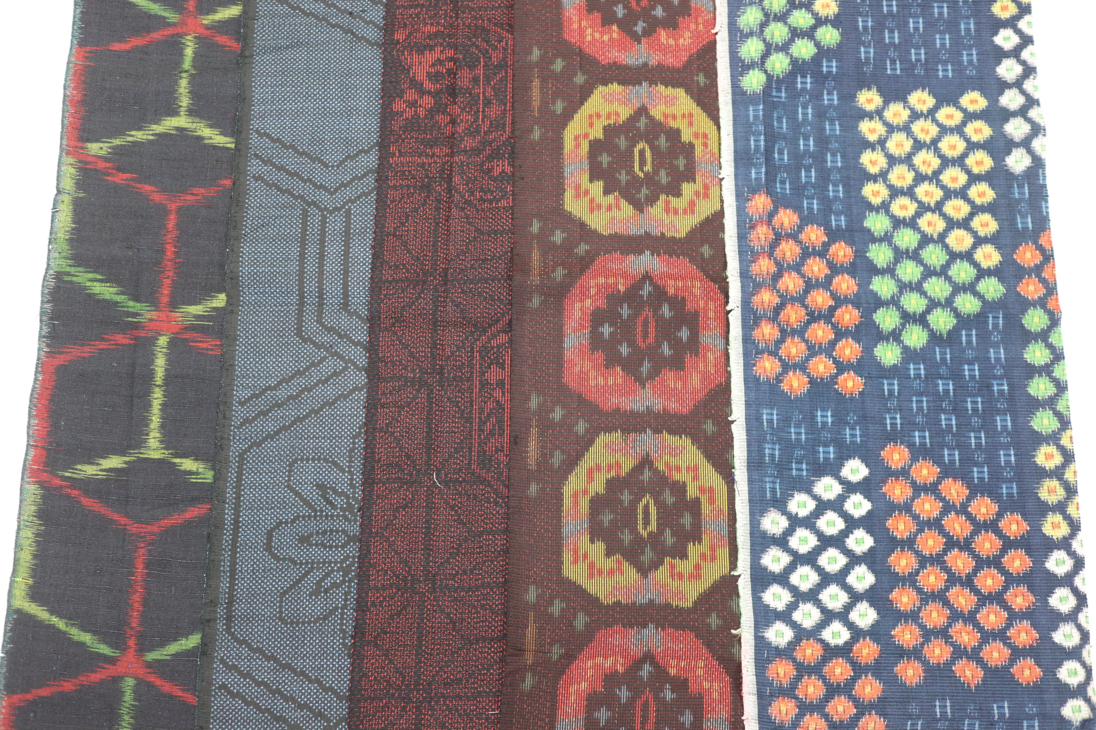 Vintage Japanese Tsumugi Silk Fabric Scrap Set (5 Pieces) -TSET002