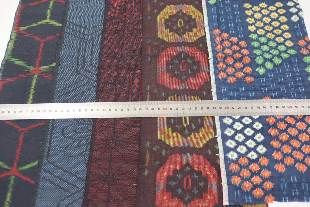 Vintage Japanese Tsumugi Silk Fabric Scrap Set (5 Pieces) -TSET002