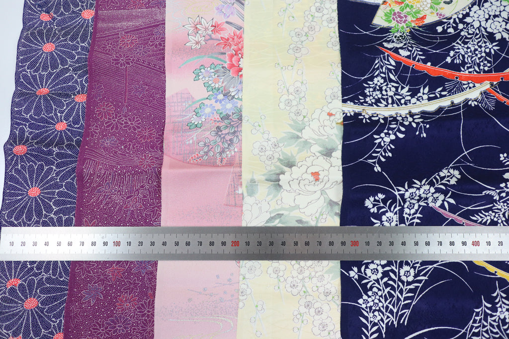 Vintage Japanese Soft Silk Fabric Scrap Set (5 Pieces) -SSET001