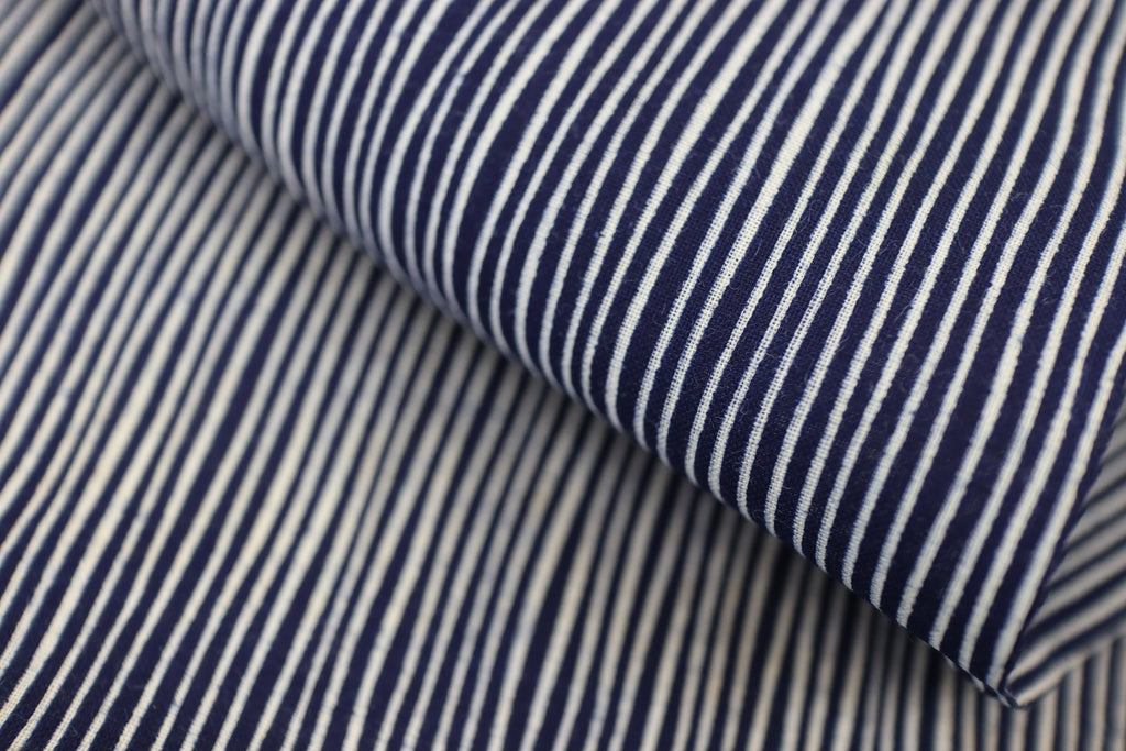Japanese Cotton Fabric – Deadstock  Yukata Fabric / kimono  Cotton Textile Man suji  stripe for Quilting, Sewing & Craft – Authentic Hand-Dyed Dark Navy Blue Cloth