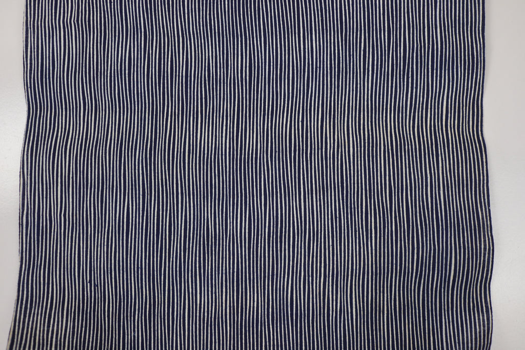 Japanese Cotton Fabric – Deadstock  Yukata Fabric / kimono  Cotton Textile Man suji  stripe for Quilting, Sewing & Craft – Authentic Hand-Dyed Dark Navy Blue Cloth