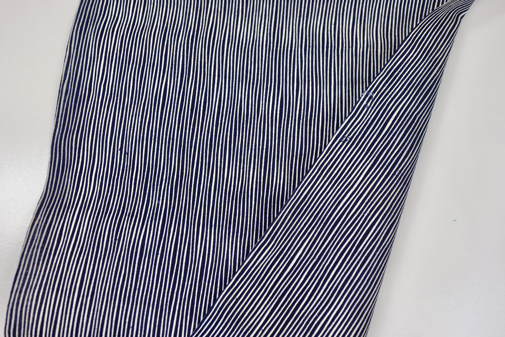 Japanese Cotton Fabric – Deadstock  Yukata Fabric / kimono  Cotton Textile Man suji  stripe for Quilting, Sewing & Craft – Authentic Hand-Dyed Dark Navy Blue Cloth