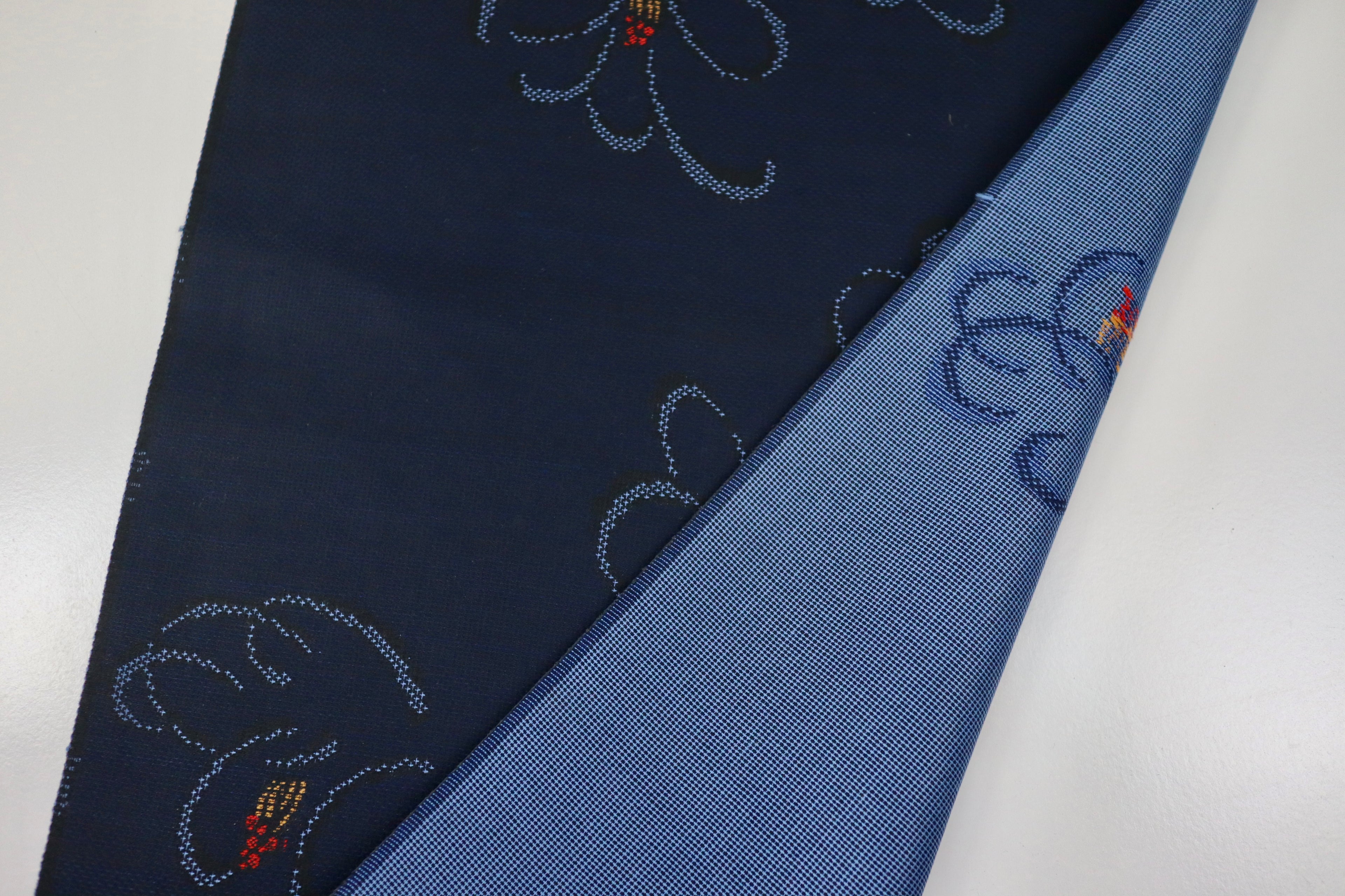 Japanese Wool Kimono Fabric – 1970s Deadstock Dark navy blue camellia  Pattern Textile for Sewing, Quilting & Craft – Vintage Japanese Cloth