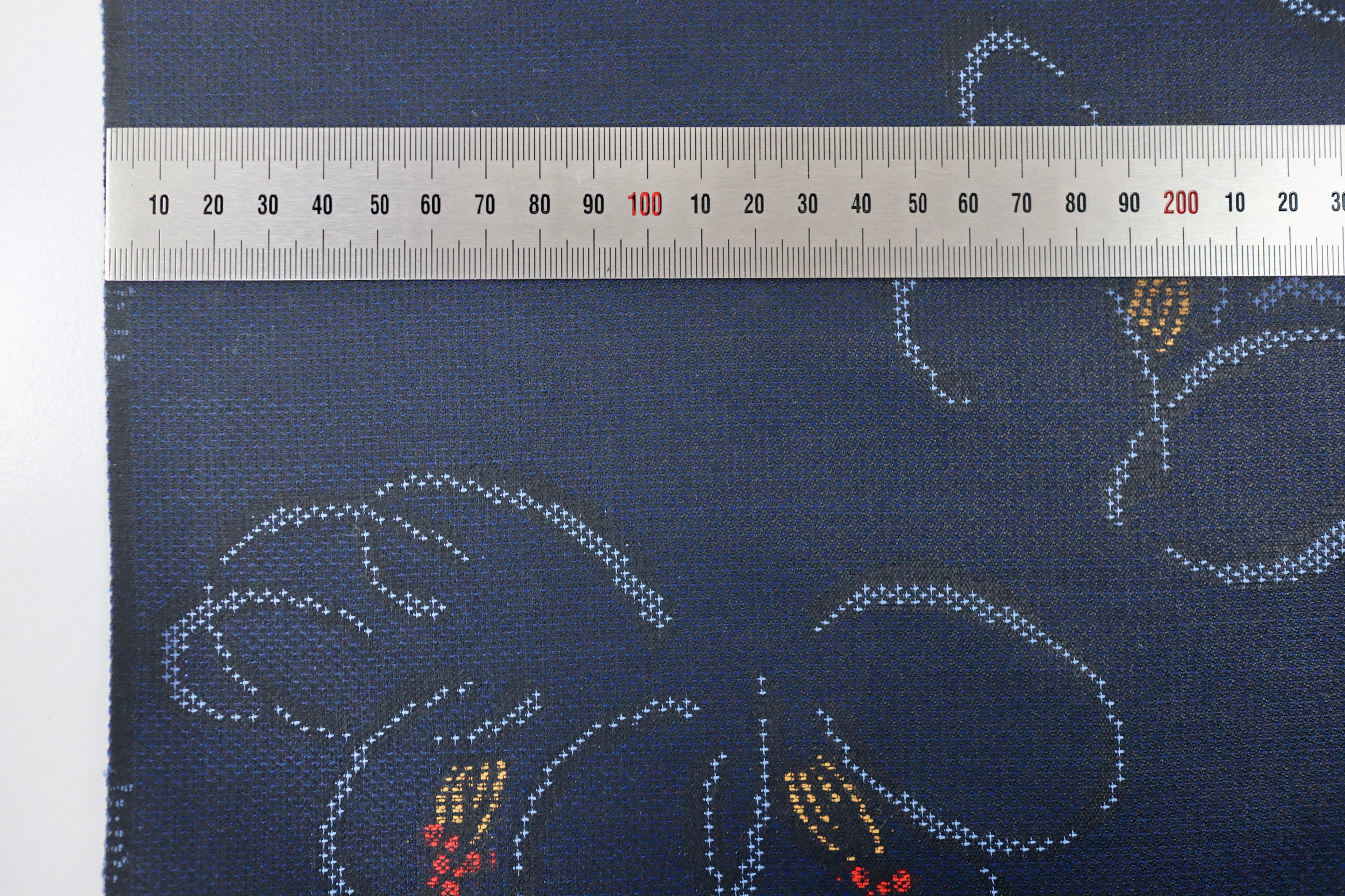 Japanese Wool Kimono Fabric – 1970s Deadstock Dark navy blue camellia  Pattern Textile for Sewing, Quilting & Craft – Vintage Japanese Cloth