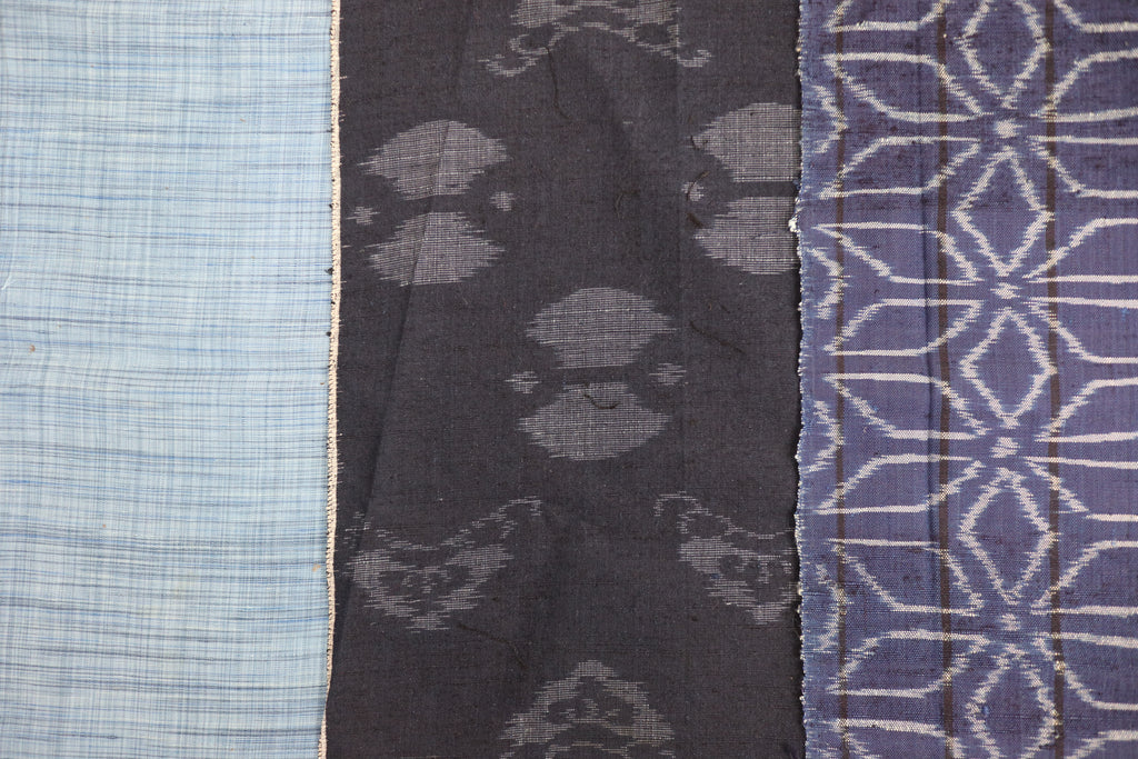 Vintage Japanese Tsumugi Silk Fabric Scrap Set (5 Pieces) -TSET003