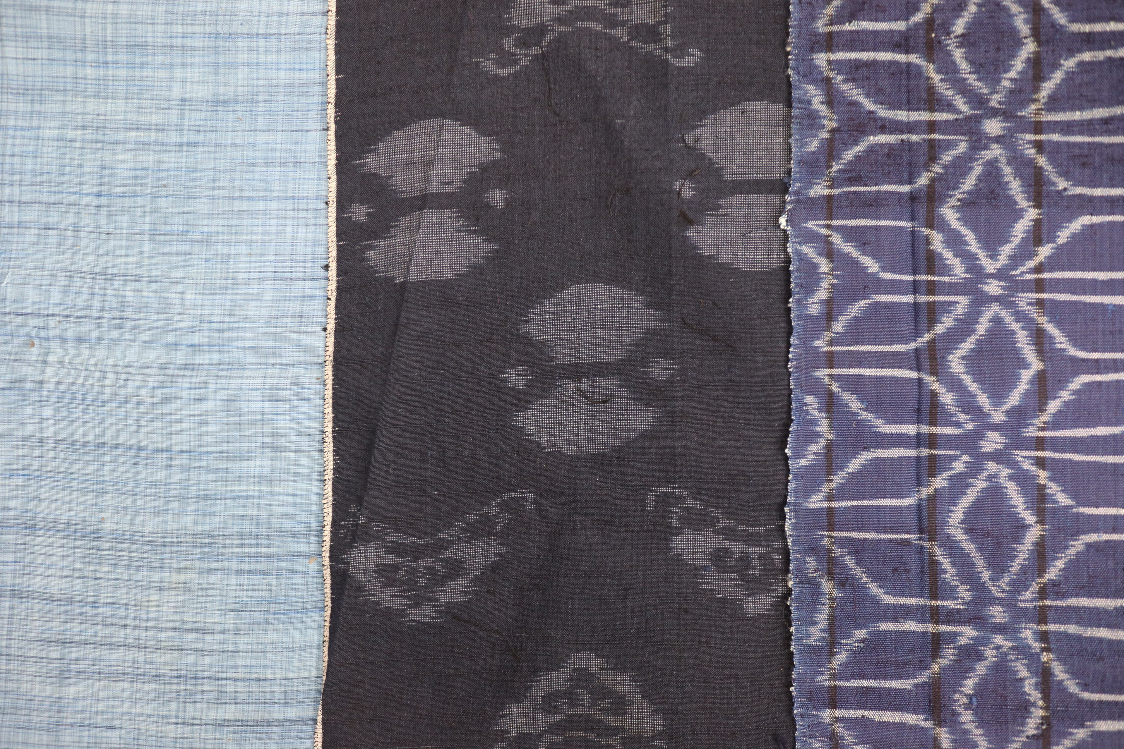 Vintage Japanese Tsumugi Silk Fabric Scrap Set (5 Pieces) -TSET003