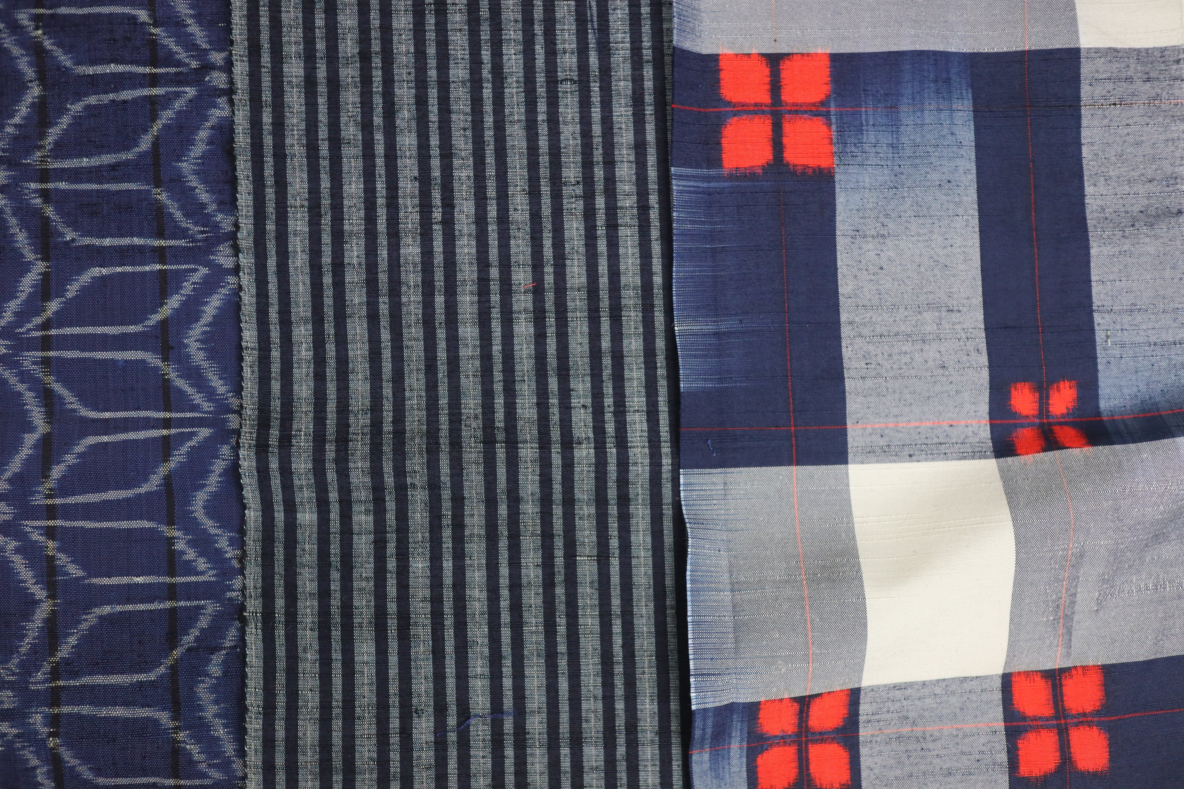 Vintage Japanese Tsumugi Silk Fabric Scrap Set (5 Pieces) -TSET003