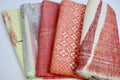 Vintage Japanese Tsumugi Silk Fabric Scrap Set (5 Pieces) -TSET005