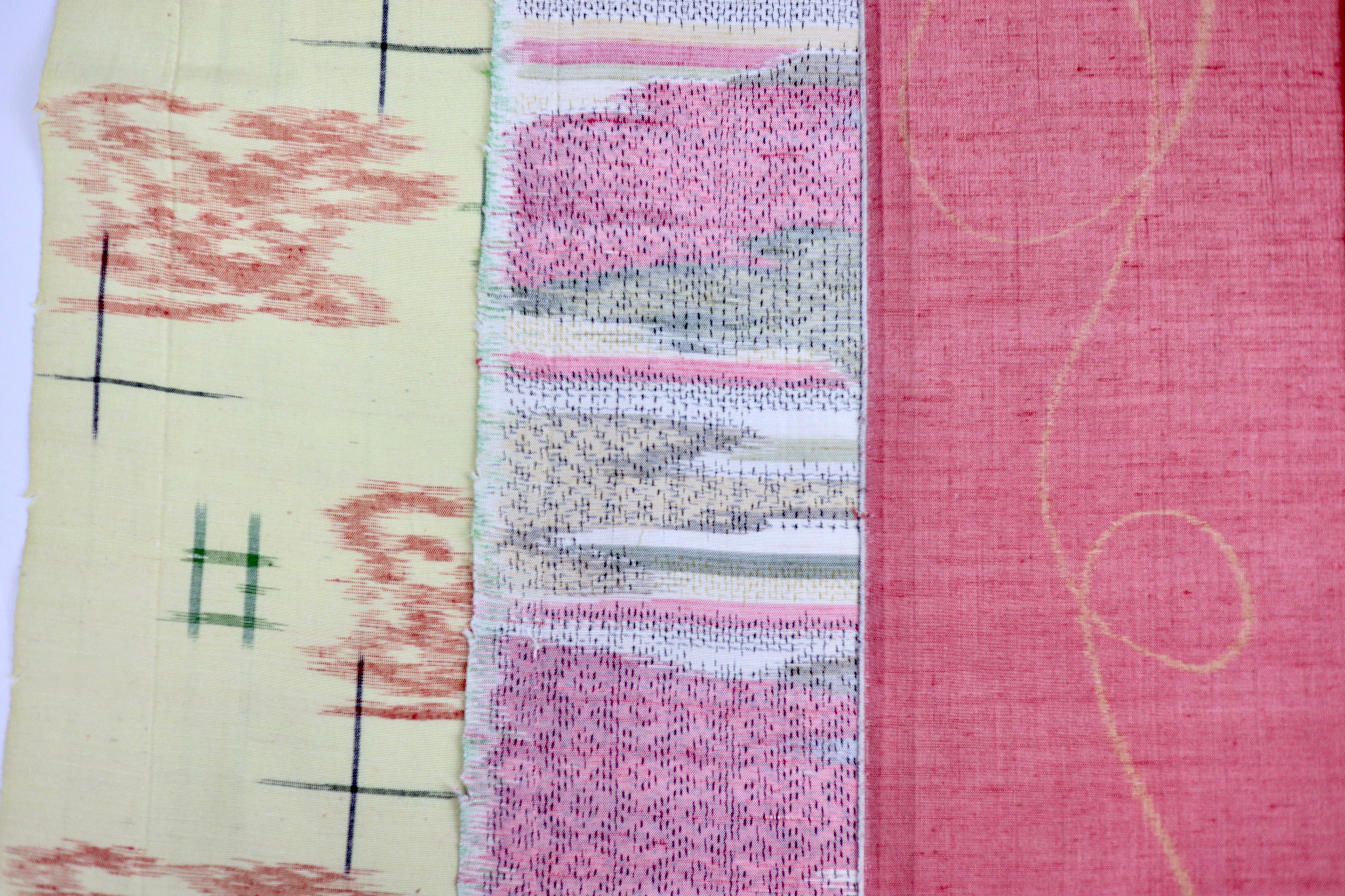 Vintage Japanese Tsumugi Silk Fabric Scrap Set (5 Pieces) -TSET005