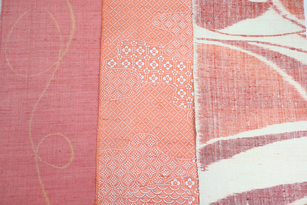 Vintage Japanese Tsumugi Silk Fabric Scrap Set (5 Pieces) -TSET005