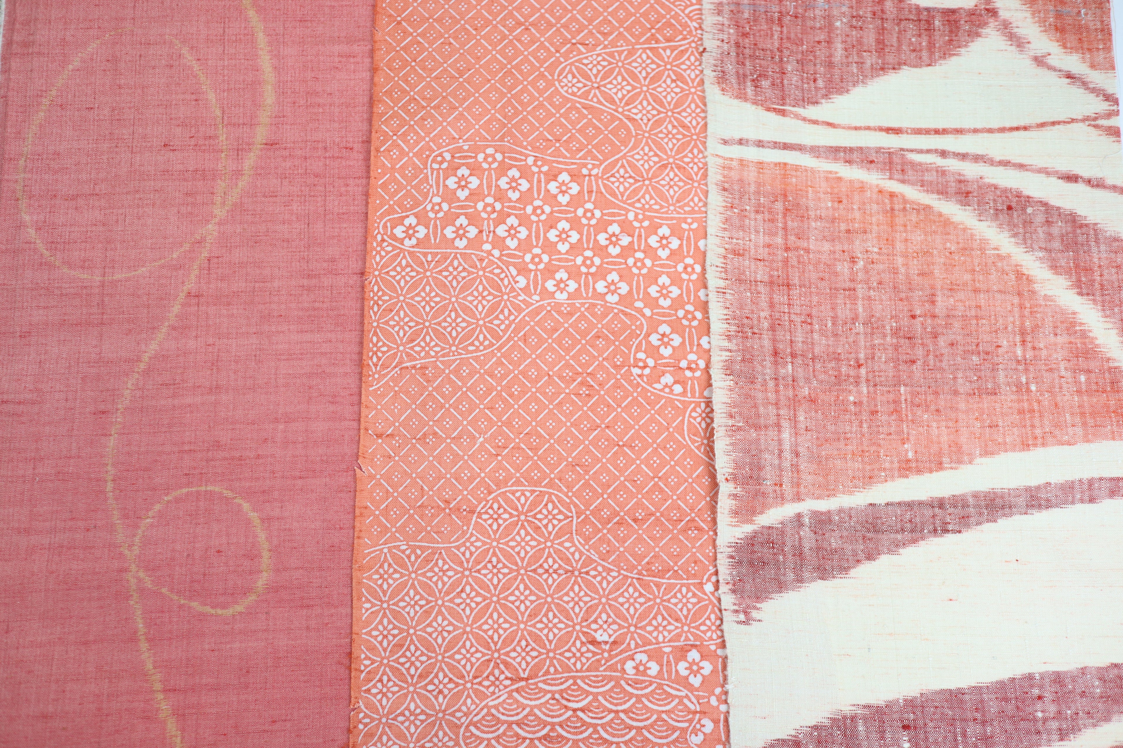 Vintage Japanese Tsumugi Silk Fabric Scrap Set (5 Pieces) -TSET005