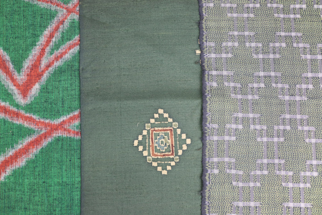 Vintage Japanese Tsumugi Silk Fabric Scrap Set (5 Pieces) -TSET004