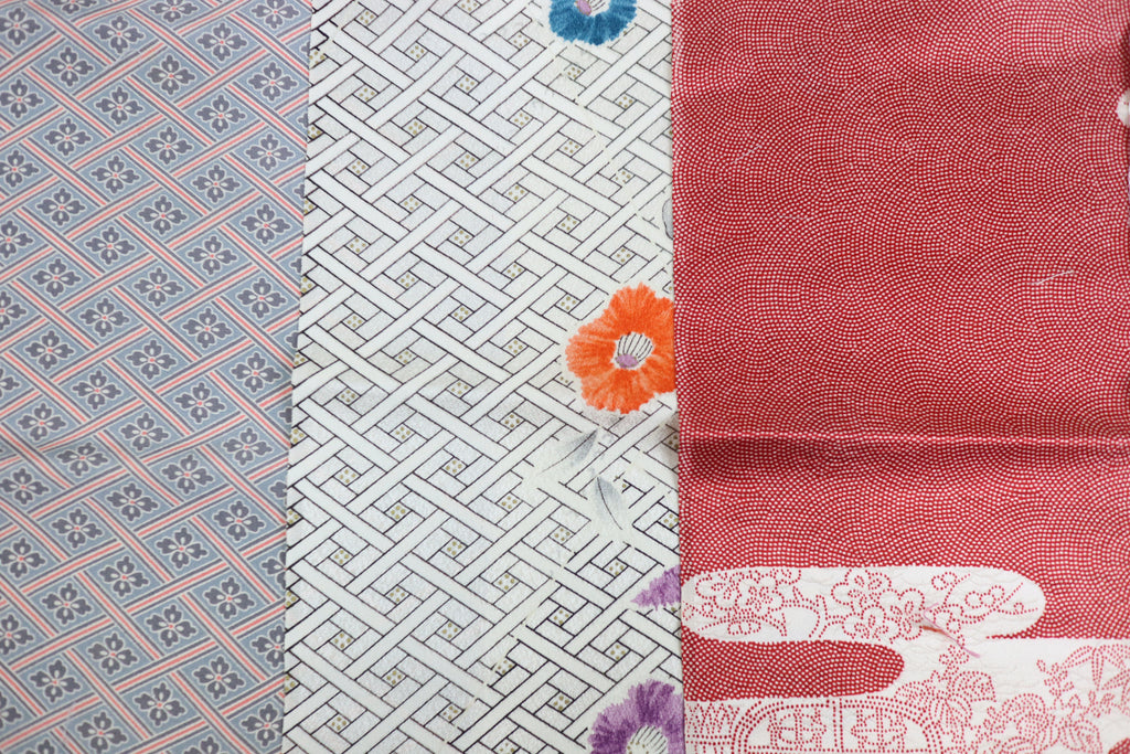 Vintage Japanese Soft Silk Fabric Scrap Set (5 Pieces) -SSET002