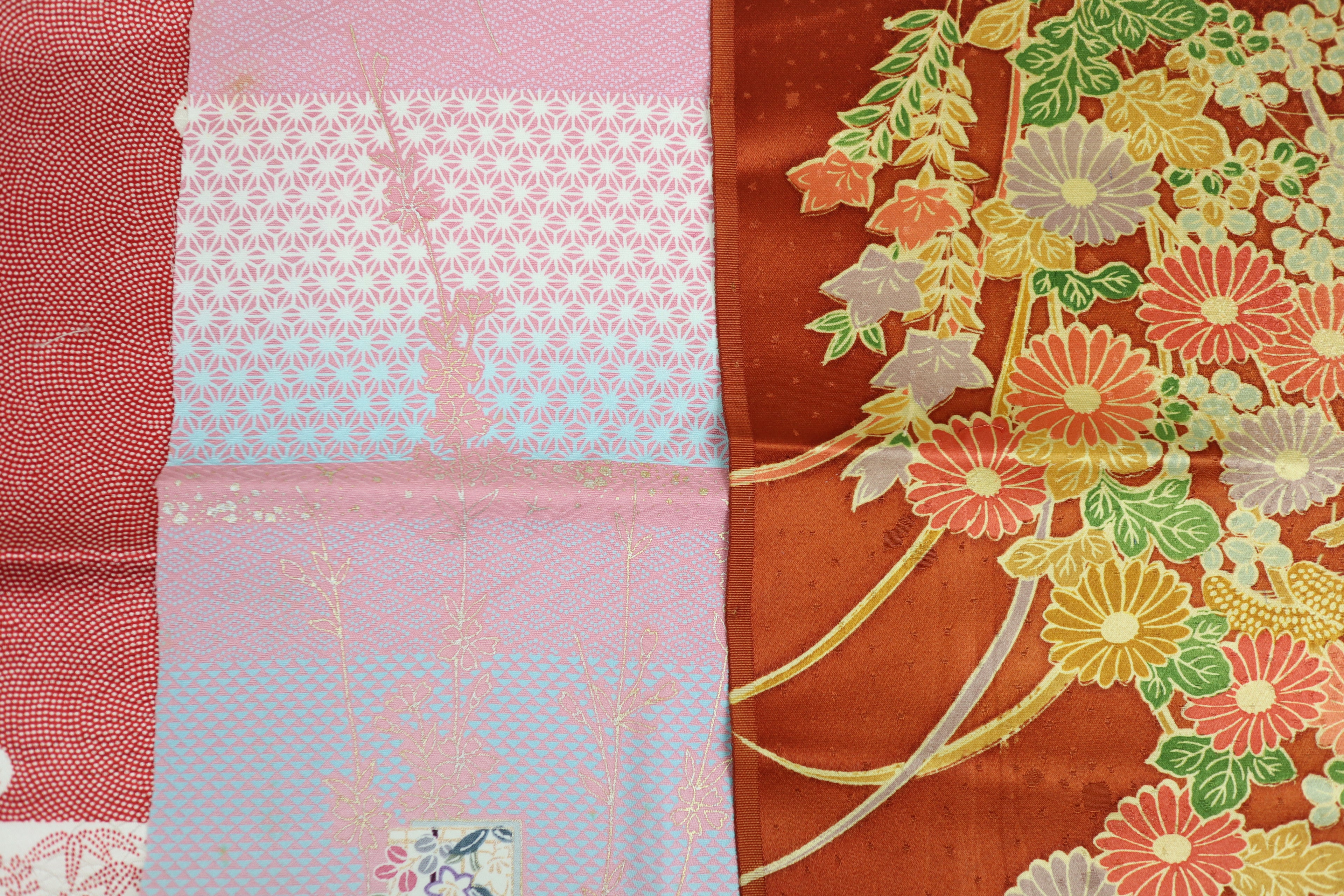 Vintage Japanese Soft Silk Fabric Scrap Set (5 Pieces) -SSET002