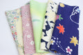 Vintage Japanese Soft Silk Fabric Scrap Set (5 Pieces) -SSET003