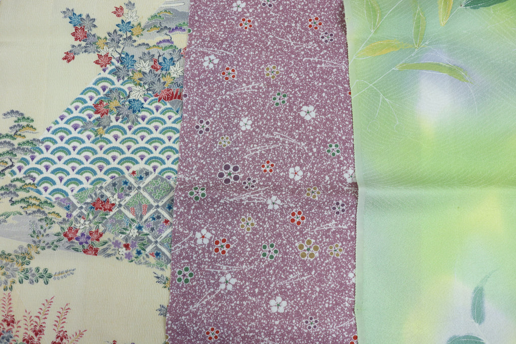 Vintage Japanese Soft Silk Fabric Scrap Set (5 Pieces) -SSET003