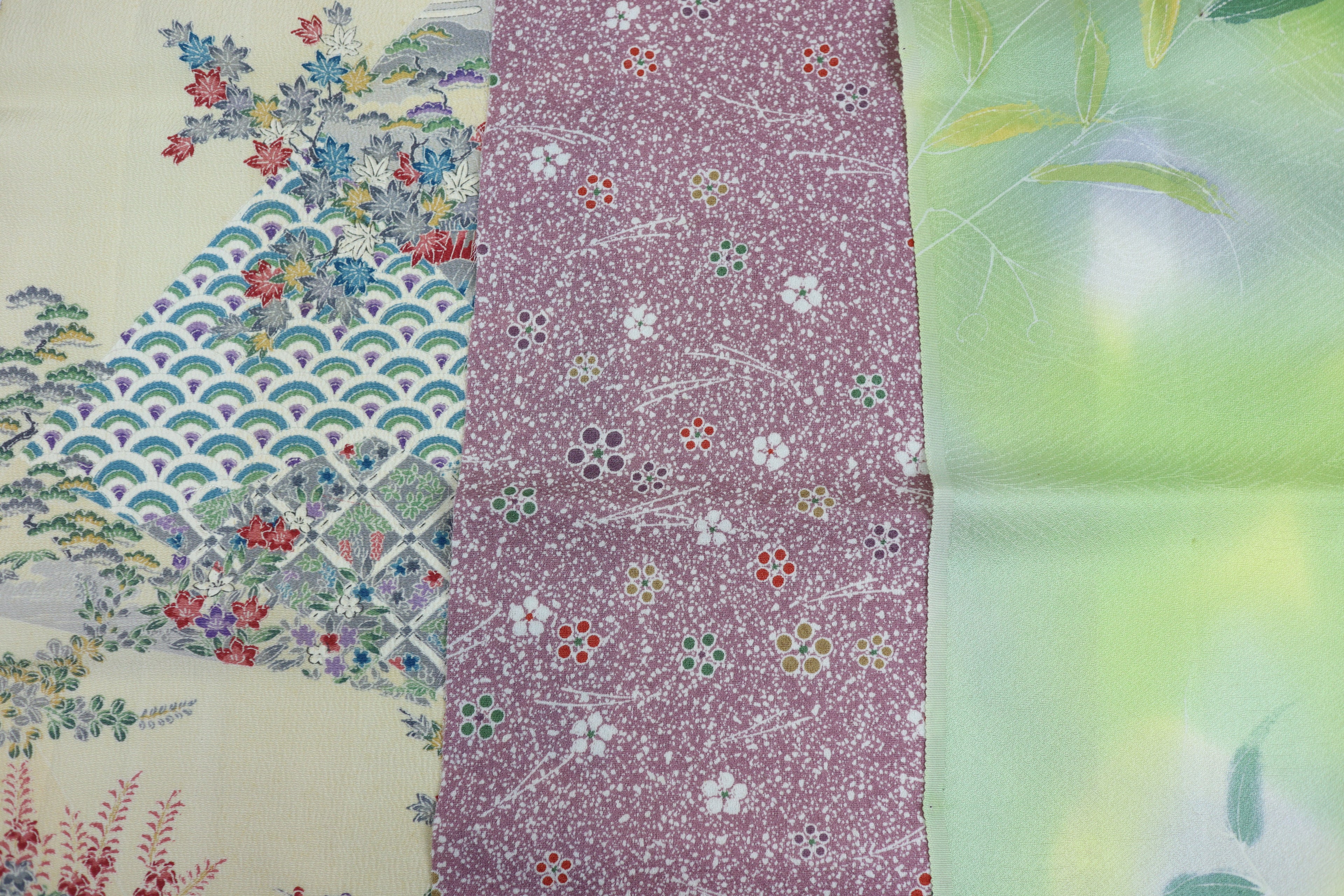 Vintage Japanese Soft Silk Fabric Scrap Set (5 Pieces) -SSET003