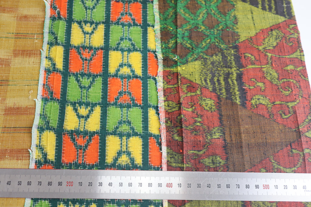Vintage Japanese Tsumugi Silk Fabric Scrap Set (5 Pieces) -TSET006