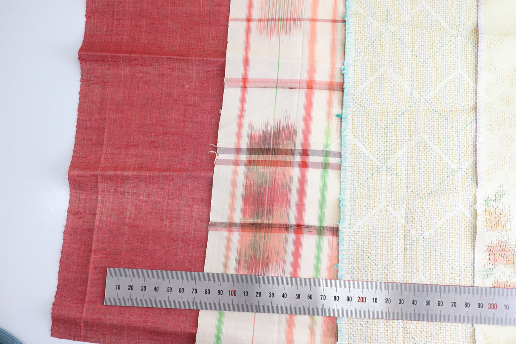Vintage Japanese Tsumugi Silk Fabric Scrap Set (5 Pieces) -TSET007