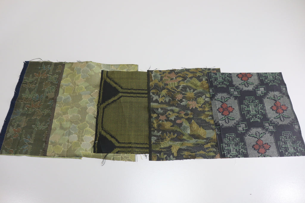 Vintage Japanese Tsumugi Silk Fabric Scrap Set (5 Pieces) -TSET009