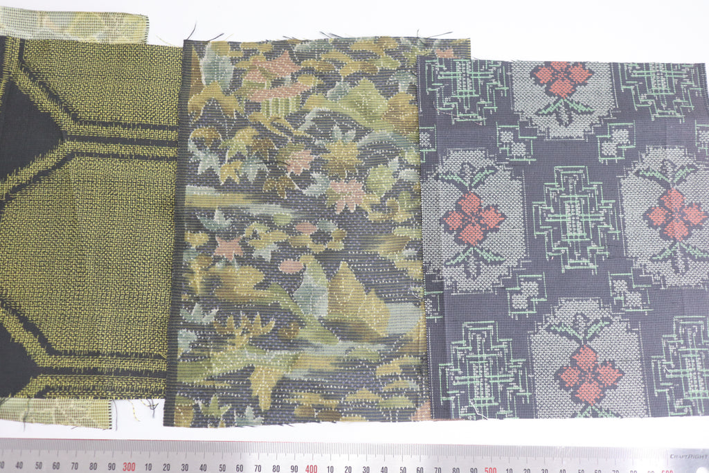 Vintage Japanese Tsumugi Silk Fabric Scrap Set (5 Pieces) -TSET009