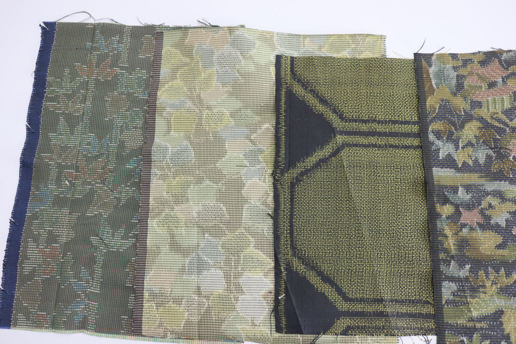 Vintage Japanese Tsumugi Silk Fabric Scrap Set (5 Pieces) -TSET009