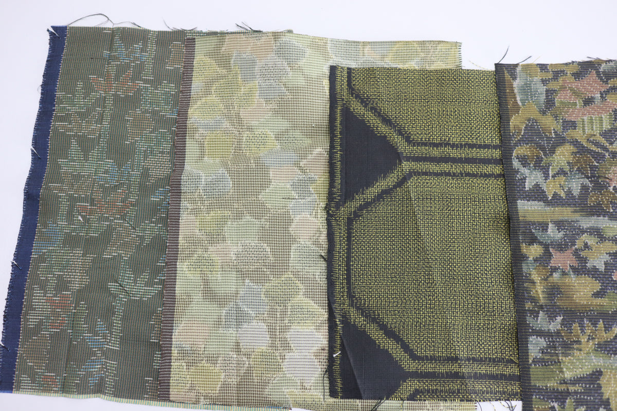 Vintage Japanese Tsumugi Silk Fabric Scrap Set (5 Pieces) -TSET009