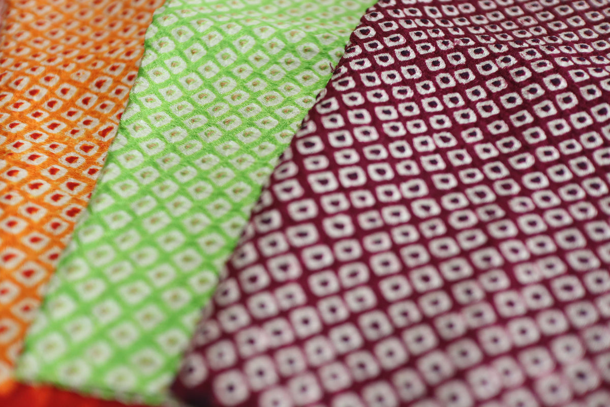 Vintage Japanese Sou Shibori Silk Fabric Scrap Set (4 Pieces) -SSET005