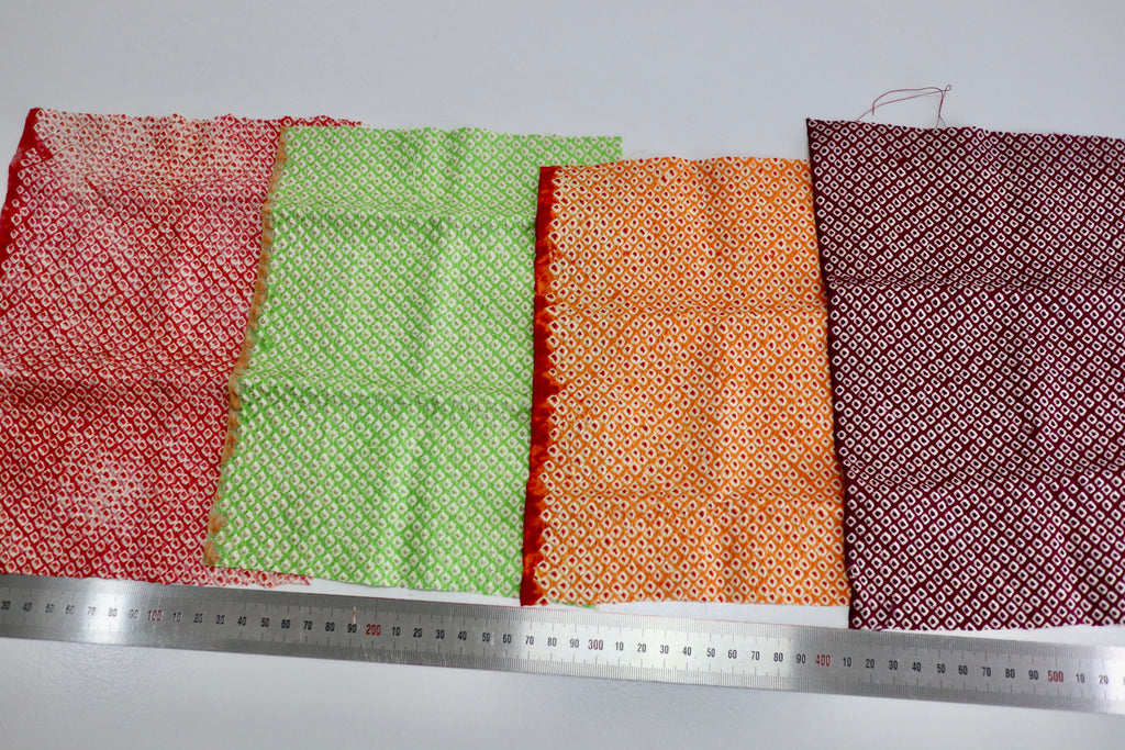 Vintage Japanese Sou Shibori Silk Fabric Scrap Set (4 Pieces) -SSET005