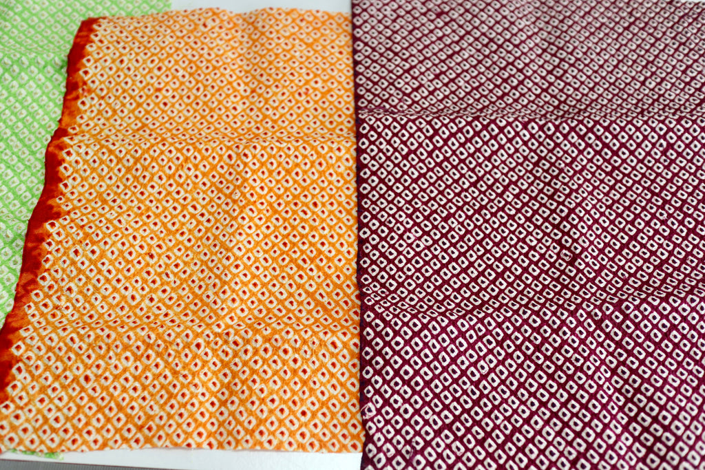 Vintage Japanese Sou Shibori Silk Fabric Scrap Set (4 Pieces) -SSET005