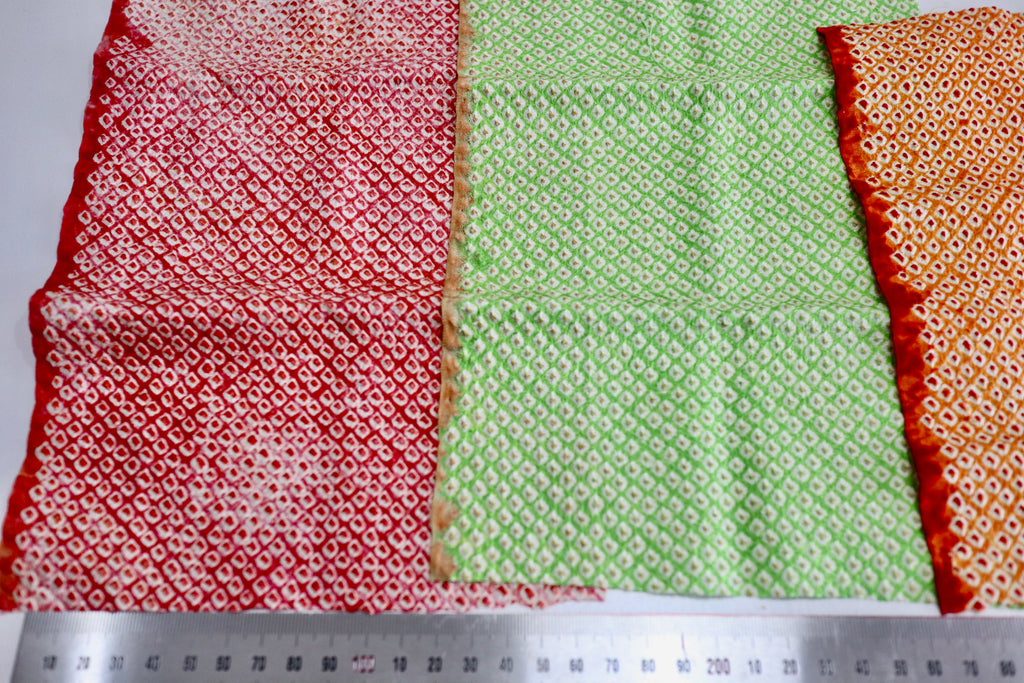 Vintage Japanese Sou Shibori Silk Fabric Scrap Set (4 Pieces) -SSET005