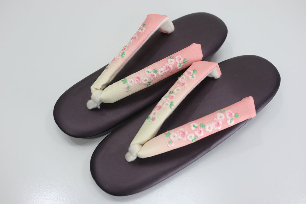 Women’s Zori Sandals Deep Plum and pink – Comfortable Japanese Kimono Shoes  (New)