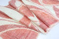 Vintage Japanese Tsumugi Silk Kimono Fabric Panel  - Cream White Red Geometric