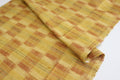 Vintage Japanese Tsumugi Silk Kimono Fabric Panel  - Yellow Ichimatsu Pattern
